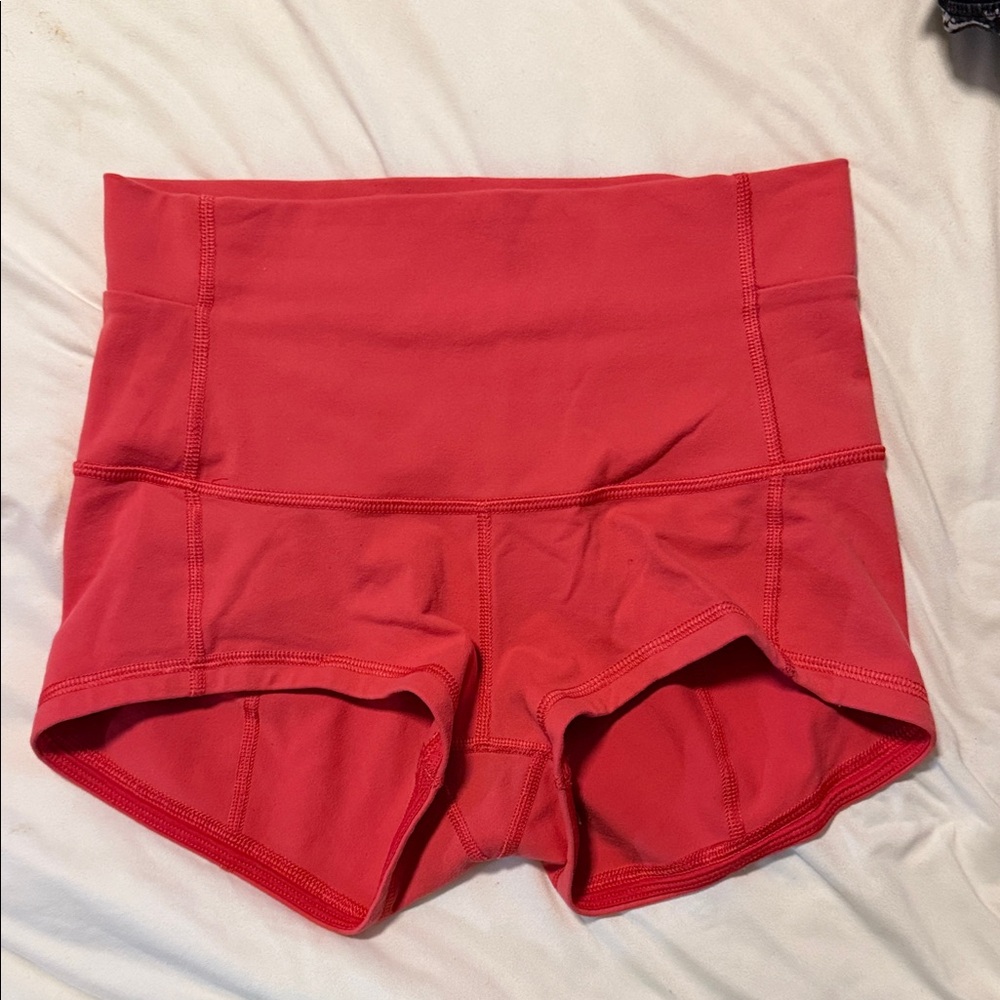Women's coral High-Waisted Shorts